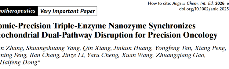 球盟会QMH(中国)官方网站
董海峰教授团队在Angew. Chem. Int. Ed.发表原子级精度纳米酶同步破坏线粒体双通路用于精准抗癌研究成果